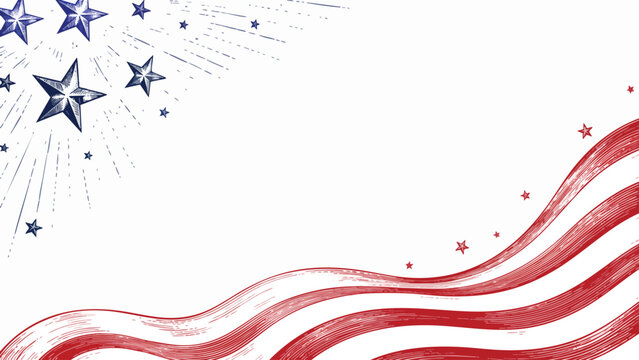 Vibrant 4th of July celebration background with abstract American flag and fireworks