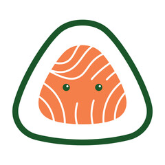 Salmon sushi cartoon with green eyes © MDABUBAKKAR