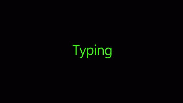 Typing text with dot animation with black screen with simple background.typing Loading is indicated by a dot in transparent background in 4K animation with alpha channel