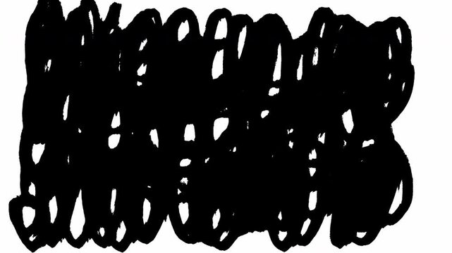 Isolated Black Hand Drawn Dense Swirl Scribble Animation Loop Overlay. 4K Video