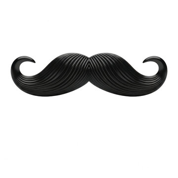 Black handlebar mustache icon for men fashion and style isolated on transparent background