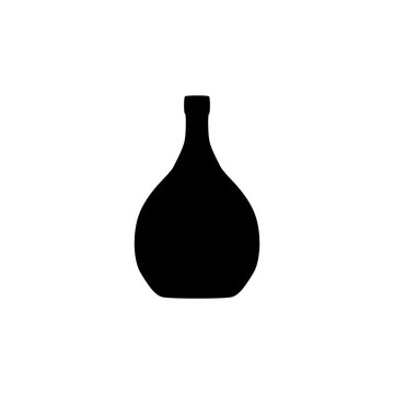 glass vase on white background, liquor glass bottle silhouette vector icon isolated on white background