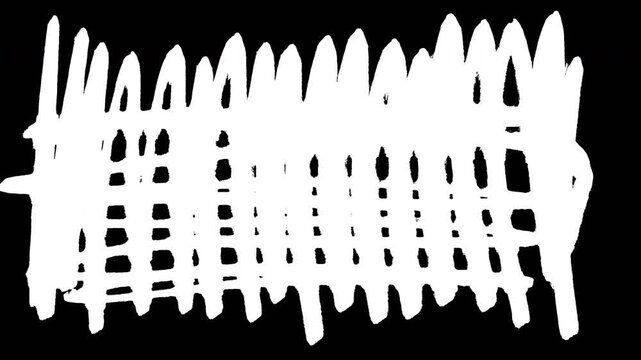 Isolated White Hand Drawn Crosshatch Grid Fence Scribble Animation Loop Overlay. 4K Video