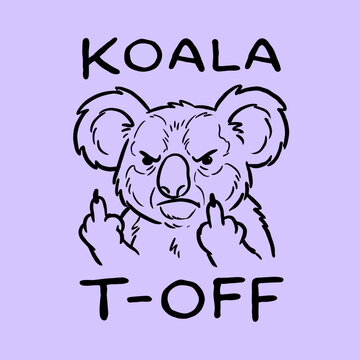 Koala giving middle finger gesture.