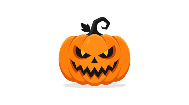 Spooky Halloween Jack O Lantern Pumpkin with Scary Face.