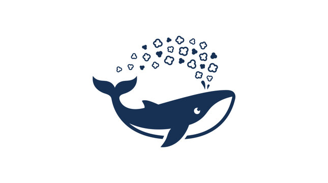 Stylized blue whale spouting popcorn illustration