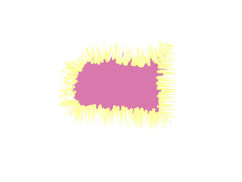 A textured pink shape with a vibrant yellow glowing halo effect around it