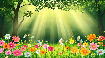 Obraz premium Beautiful Spring Forest Meadow
