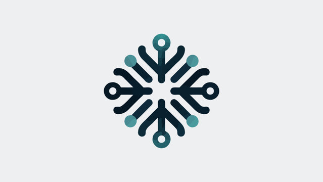 Blue snowflake data circuit logo.