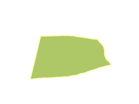 A simple light green trapezoidal shape with a soft yellow outline border