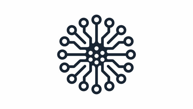 Circular black circuit board node logo design.