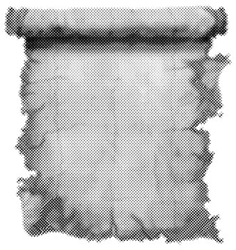 Halftone Torn Paper Frame with Distressed Grunge Edges Isolated on White