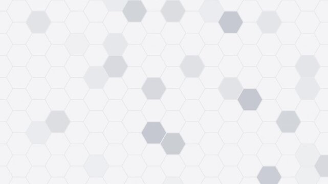 White hexagon grid pulsing with light, futuristic cyber seamless loop background