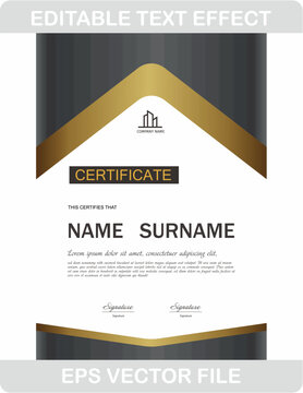 Luxury corporate portrait card certificate showing solid white inner sections trimmed sharply with black and shiny gold corner wedges.