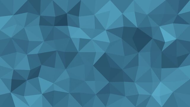 Blue low poly triangle facets shifting, geometric seamless loop tech background