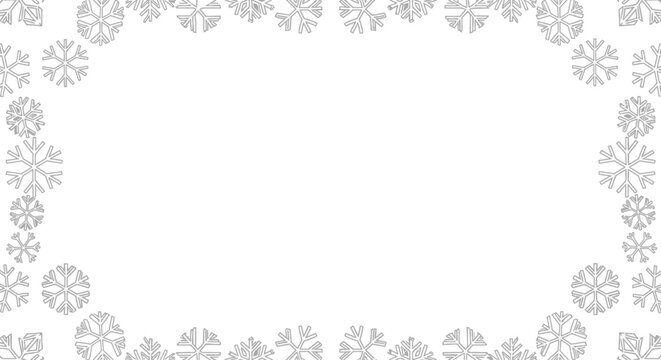 Minimal Snowflake Line Art Border Frame Vector