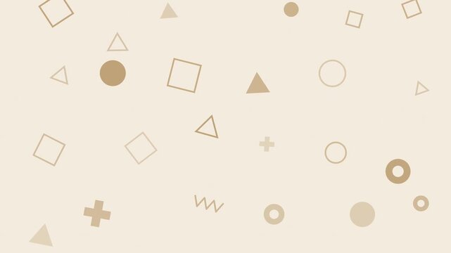 Beige memphis geometric shapes floating playfully, pop seamless loop background