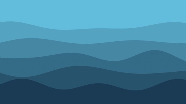 Blue paper cut layered waves moving in parallax, soft seamless loop background