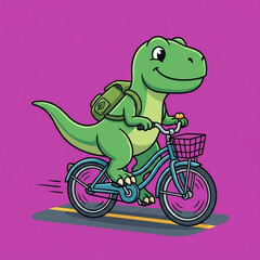 Naklejka premium Dinosaur riding a bicycle