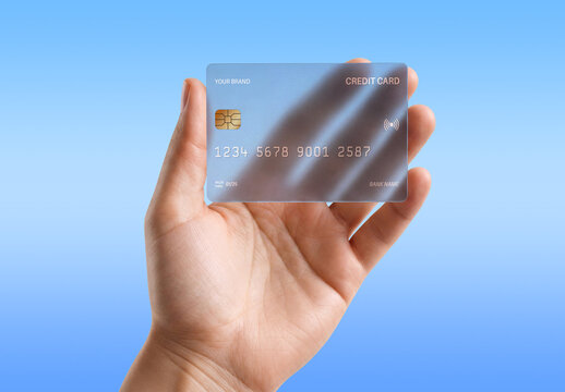 Transparent Credit Card Mockup in Hand