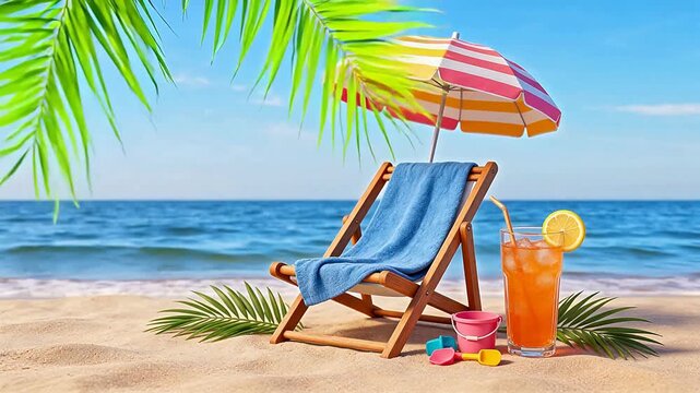 Beach chair drink and umbrella