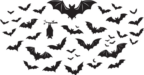Fototapeta premium Halloween bats silhouette collection for spooky decorations and party themes