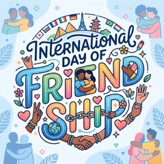 Fototapeta premium International Day of Friendship celebrated with diverse people embracing and uniting globally