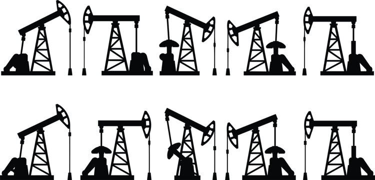 Crude nodding donkey derricks and well rig apparatuses used for upstream fossil fuel hydrocarbon extraction sector