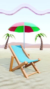 Summer scene with objects for tropical vacation