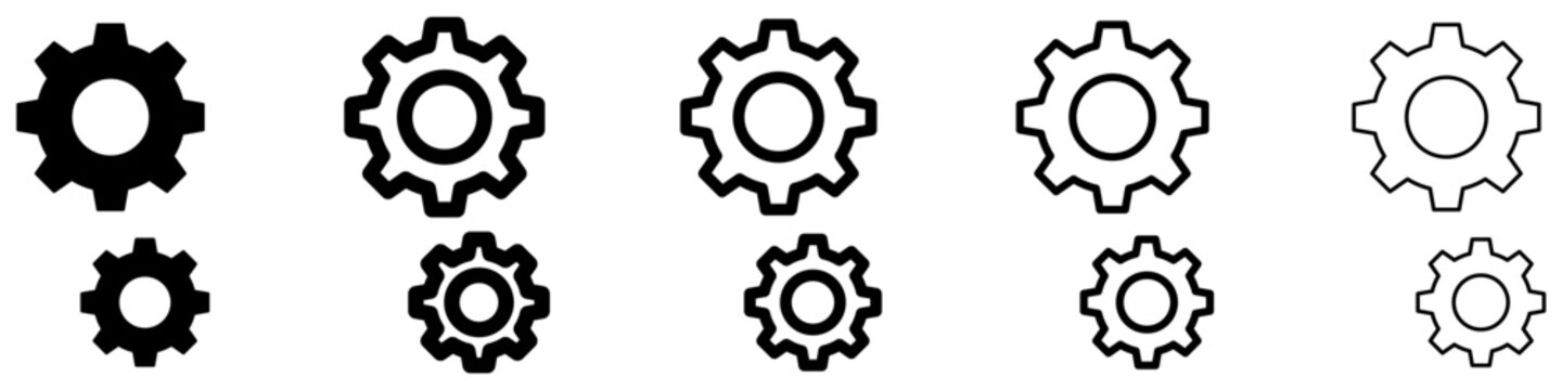 Settings gear mixed style icon collection for web and app UI. Vector illustration.