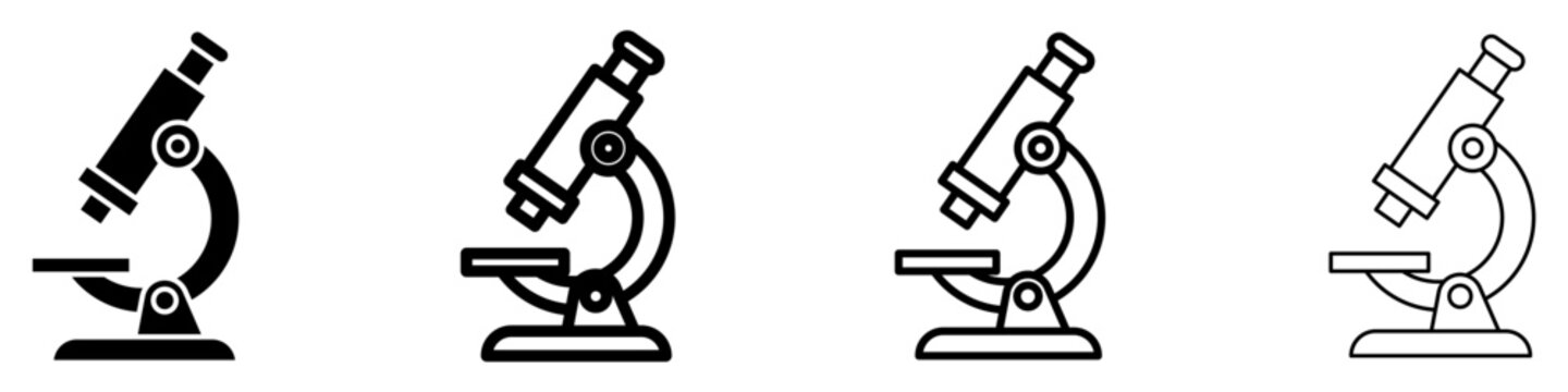 Microscope solid glyph icon for scientific research and education. Vector illustration.