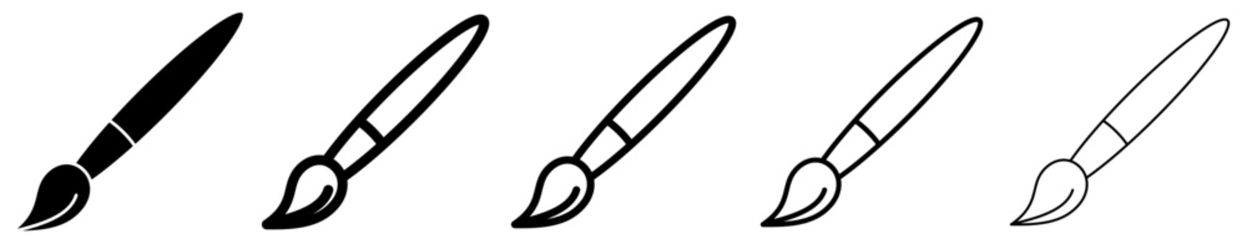 Paint brush flat icon set for art and design. Vector illustration.