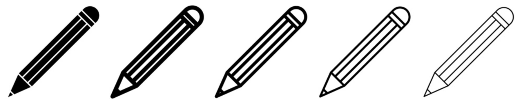 Pencil mixed icon set for writing and drawing. Vector illustration.