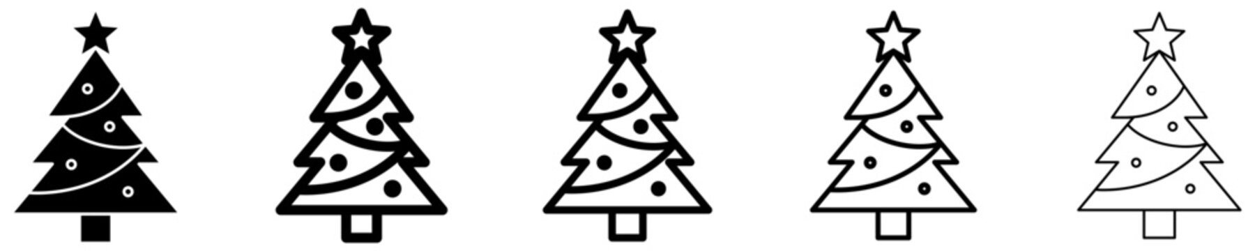 Decorated Christmas tree flat icon for holiday design. Vector illustration.
