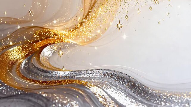 Golden and silver glittering wave design