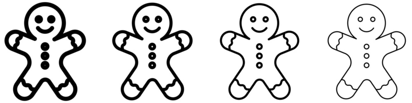 Christmas gingerbread man mixed flat icon for holiday design. Vector illustration.