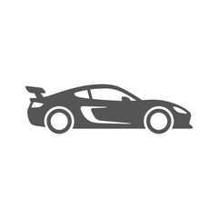 Obraz premium Minimalist GT racing car silhouette profile with elegant flowing lines in monochrome vector style for automotive brand identities and logos