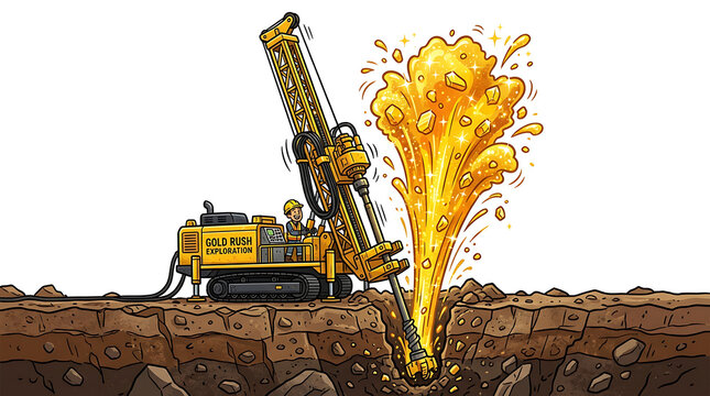 Drilling machine explodes with fire on rocky ground outdoors