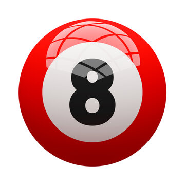 Shiny Red Eight Ball Isolated Transparent Image for Billiards and Pool Game Design Elements
