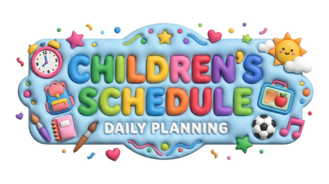 Children's Schedule Daily Planning 3D Banner