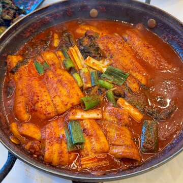 Korean braised cutlassfish in spicy sauce