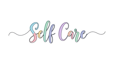 Obraz premium Self Care Pastel Cursive Lettering Vector