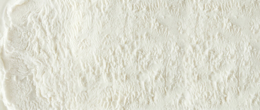 White Vanilla Ice Cream Texture Close Up Frozen Dessert Background 