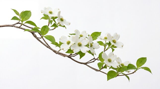 Beautiful white dogwood flowers on a tree branch