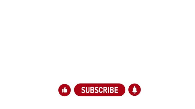 Pop up youtube subscribe like bell icon button clicked animation motion graphic with chroma white background