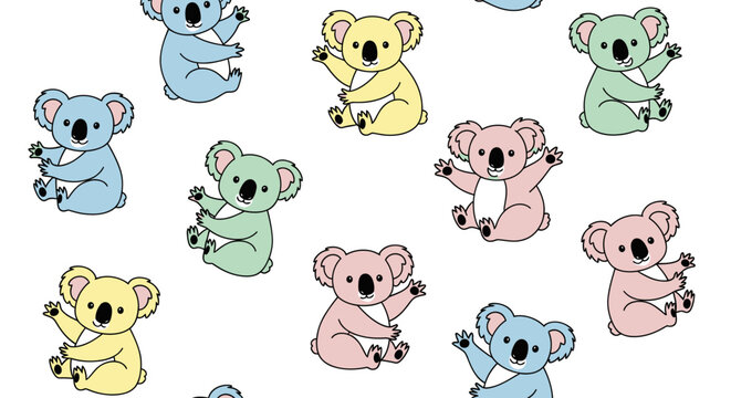 Cute Pastel Koala Bear Pattern Design