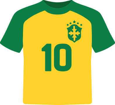 Brazil soccer jersey number 10 yellow green