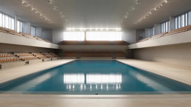 Indoor swimming pool facility architectural view modern aquatic sports hall interior design