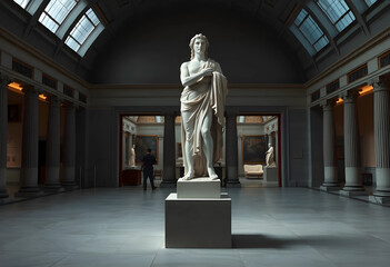 Obraz premium Classical marble statue on plinth in museum interior
