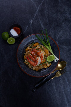 Prawn Pad Thai, the popular Thai food local food call "Pad Thai" in Bangkok Thailand.
